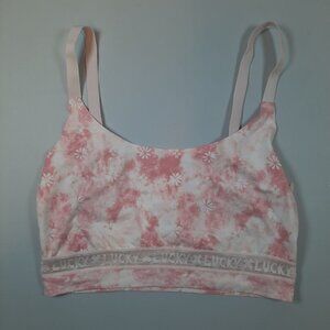 Lucky Brand Plus Size Bralette Tie-Dye Lace Floral Lightweight Womens 1X Pink